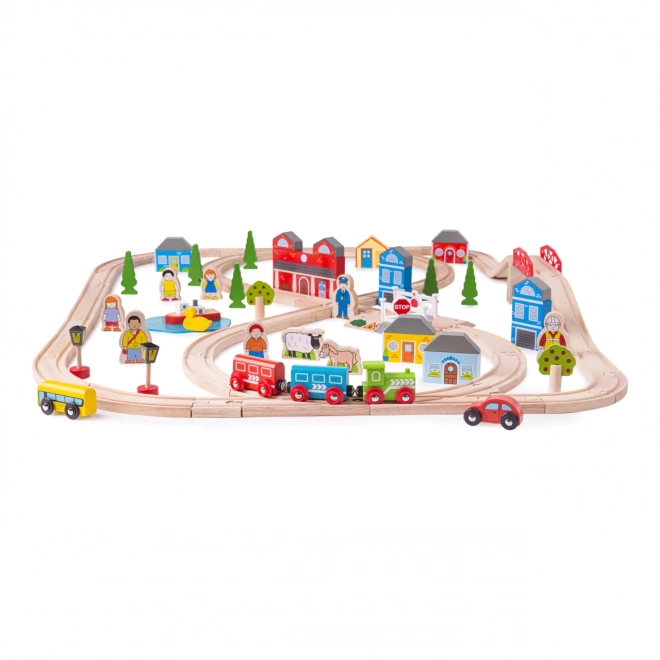 Bigjigs Rail Leseni vlak središče mesto in vas 101 delov