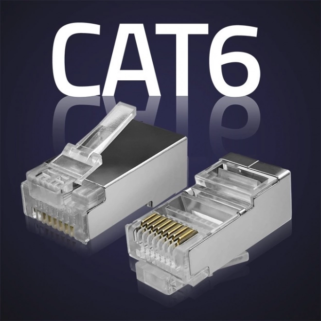 Prehodni RJ45 konektor CAT6 FTP s pozlačenimi kontakti, 100 kos