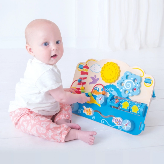 Bigjigs Baby Lesena motorična plošča morje