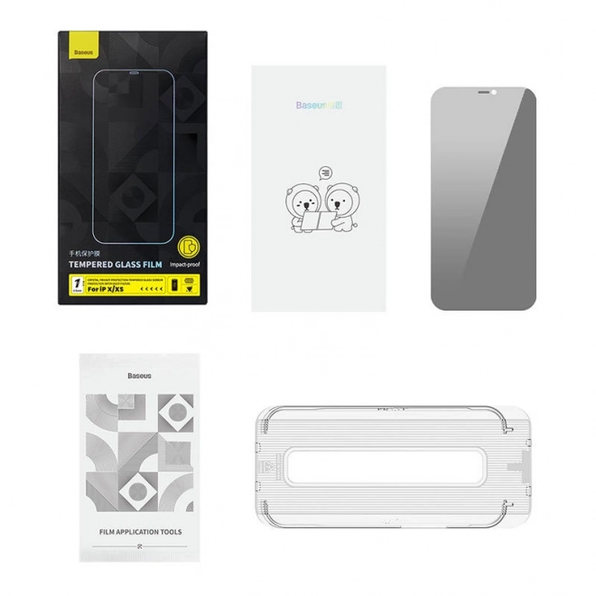 Baseus Crystal zasebnost zaščitno steklo za iPhone X/XS