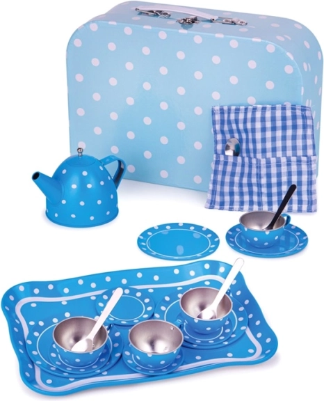 Modri pikčasti čajni set BIGJIGS TOYS