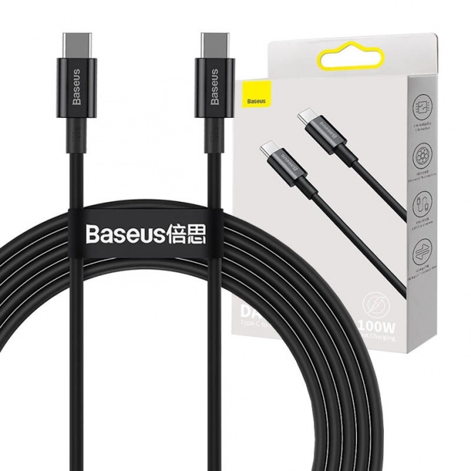 Kabel Baseus iz serije Superior, USB-C na USB-C, 100W, 2m (črn)