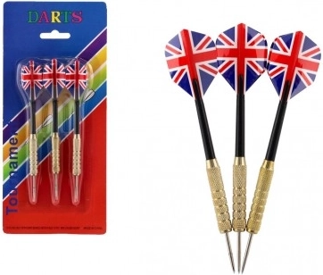 Komplet metalk s kovinskimi konicami in perutkami Union Jack