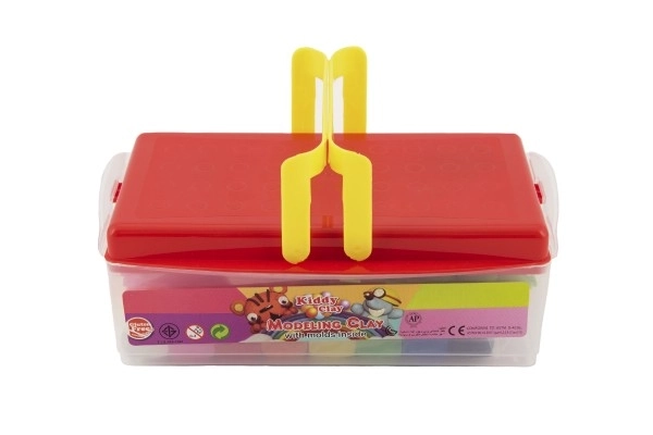 Modelina/Plastelina NARA 430g 8ks z modeli 10ks z valjčkom z dodatki v plast. škatli 21x12x8cm