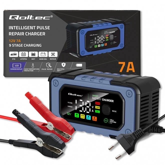 Inteligentni Qoltec polnilnik za baterije s funkcijo popravila 12V 7A LED 4 načini