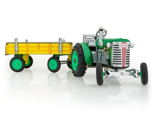 Traktor Zetor s prikolico zelena na ključ kovina 28cm Kovap v škatli