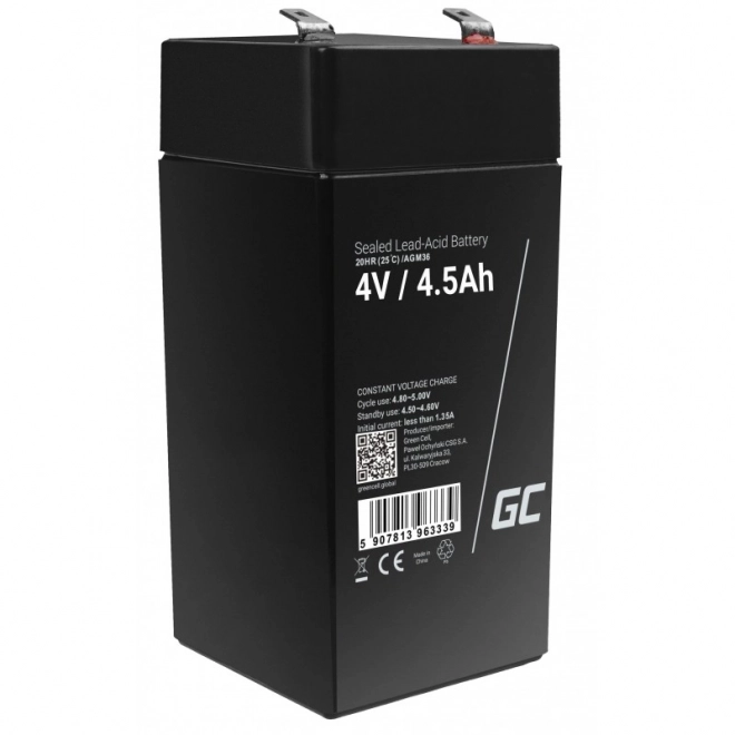 Baterija AGM VRLA Green Cell AGM36 4V 4,5Ah brez vzdrževanja (za varnostni sistem, blagajne, igrače)