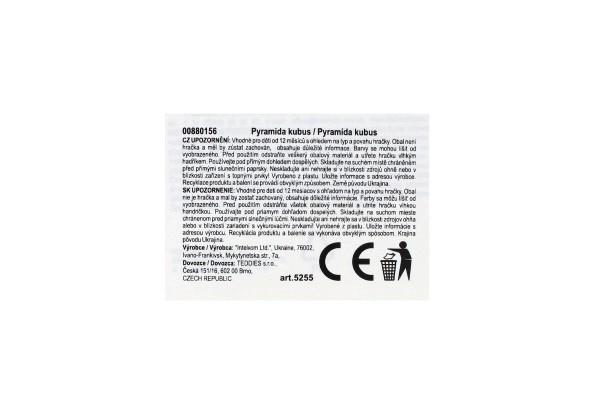 Sestavljanka piramida obročki polž plastika 6 kosov v mreži 18x20x12 cm 12m+