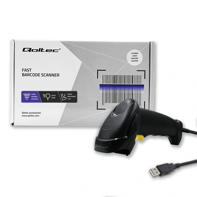 Laserski čitalnik črtnih kod 1D USB črni