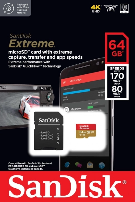 SanDisk Extreme microSDXC 64GB pomnilniška kartica