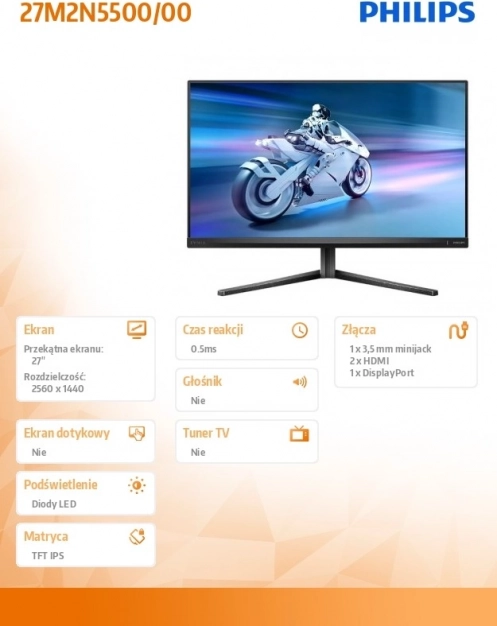 Monitor Philips 27" IPS 180Hz HDMI DP s Pivotom