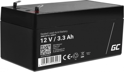 Brezvzdrževalna baterija AGM VRLA Green Cell AGM41 12V 1,3Ah (za alarm, blagajno, igračo)