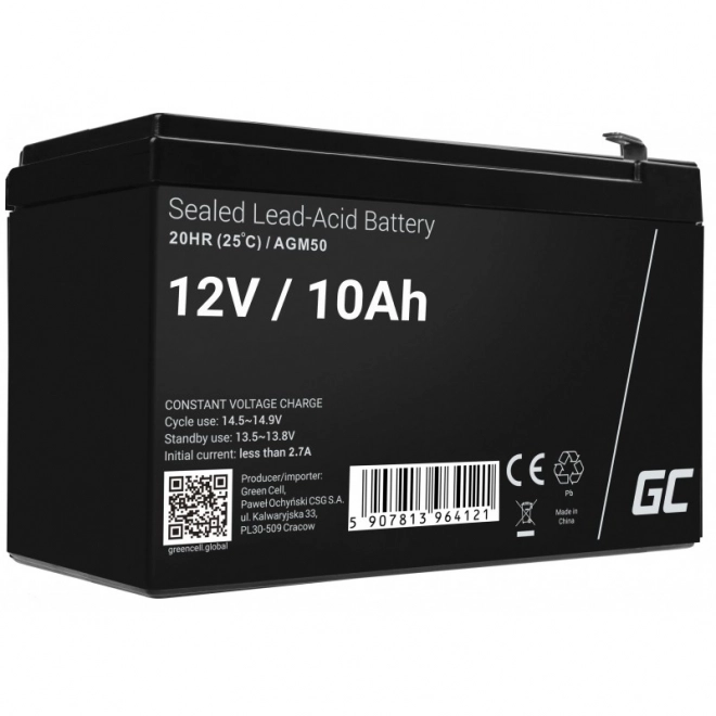 Polnilna baterija AGM VRLA Green Cell AGM50 12V 10Ah (za UPS, avtomobile, kosilnice na travo)