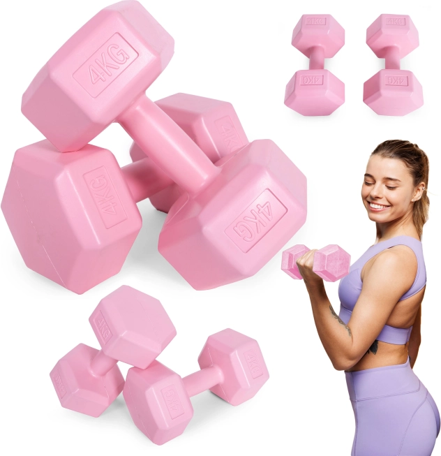 Set šesterokotnih ročk 2×4 kg, rožnate – ModernHome