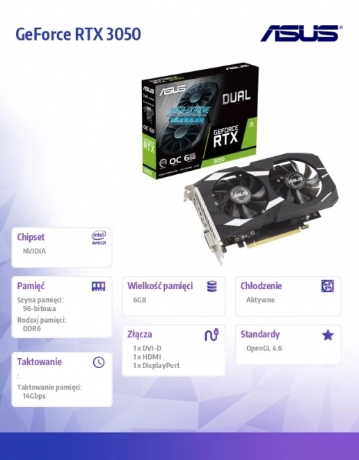 Grafična kartica ASUS GeForce RTX 3050 Dual OC 6GB GDDR6