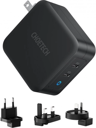 choetech 100w gan dvojni usb‑c pd omrežni polnilec