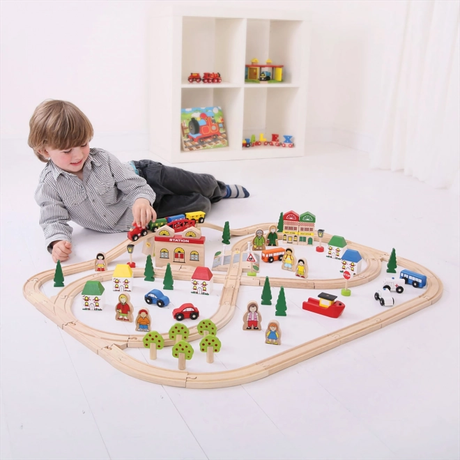 Bigjigs Rail Leseni vlak središče mesto in vas 101 delov