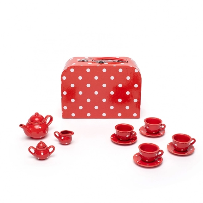 Bigjigs Toys Rdeče pikčast set za čajanke