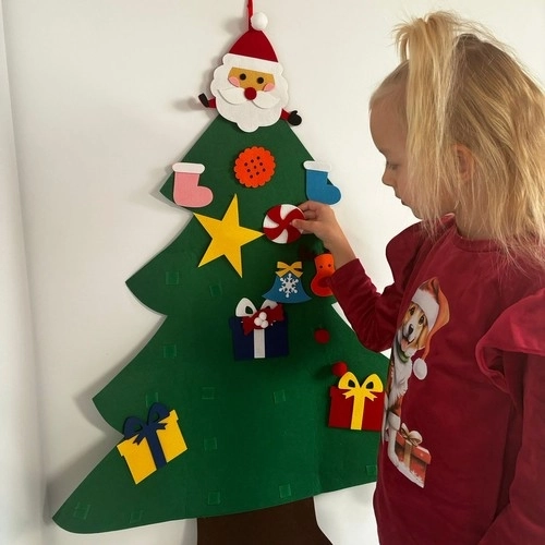 DIY filcasti božični drevesček z okraski 90 cm
