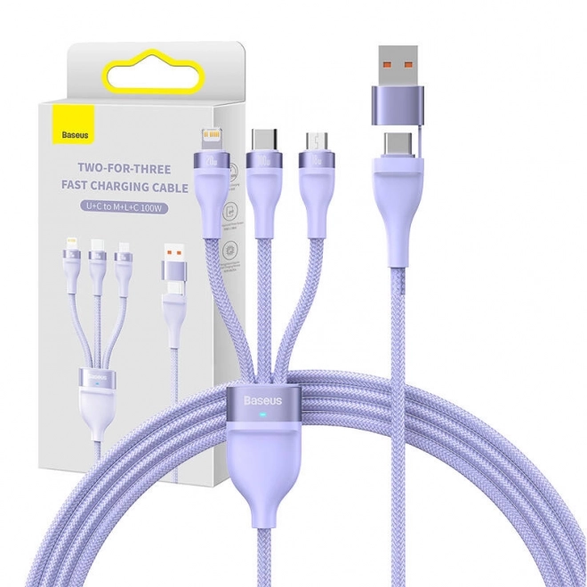 Kabel Baseus Flash Series 2v1 USB-C + mikro USB + Lightning 100 W