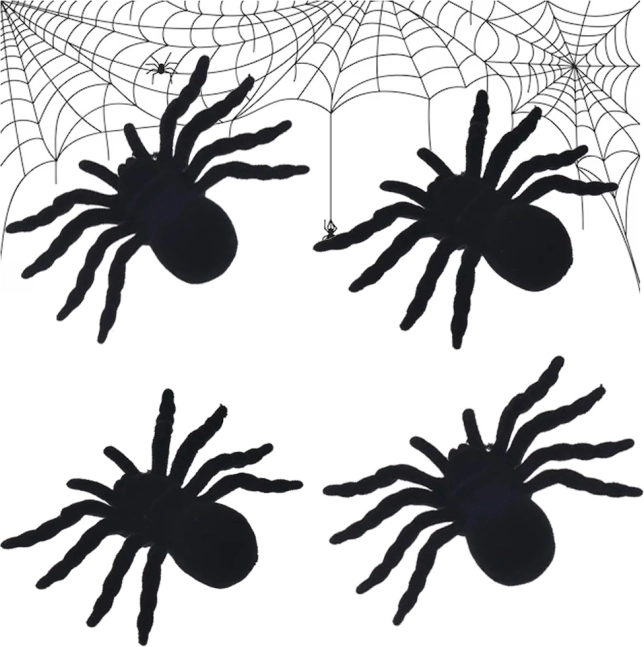Halloween dekorativni pajki 4 kosi