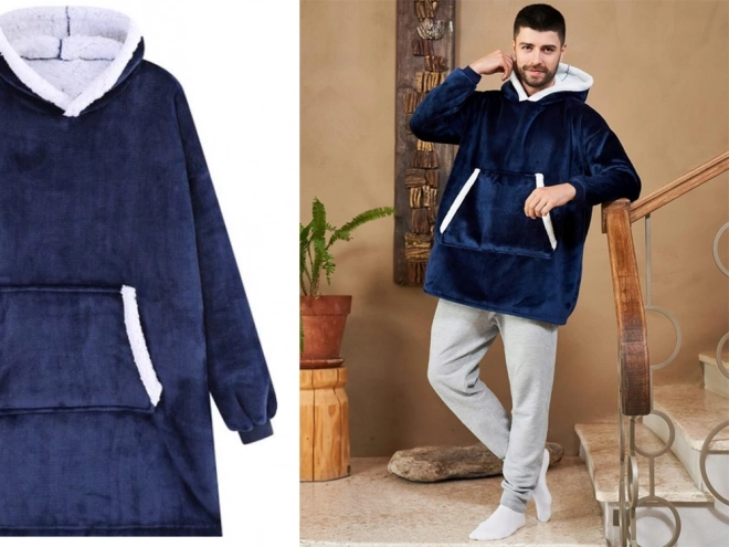 Topla oversize jopica s kapuco iz debelega umetnega krzna