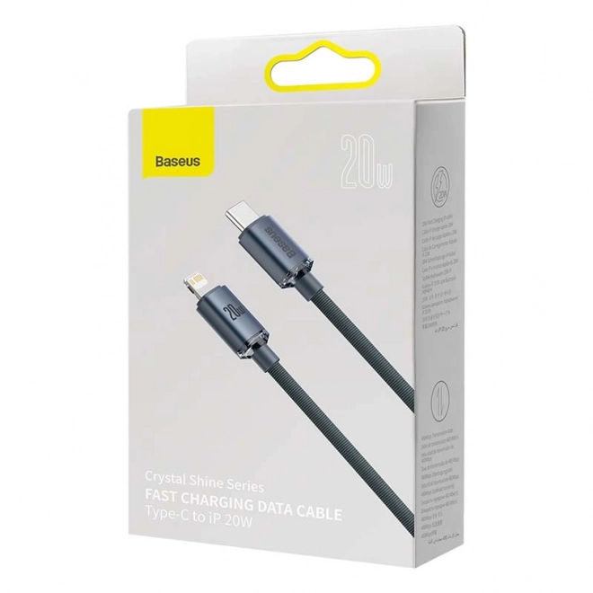 Baseus Crystal kabel USB-C na Lightning 20W PD - črna