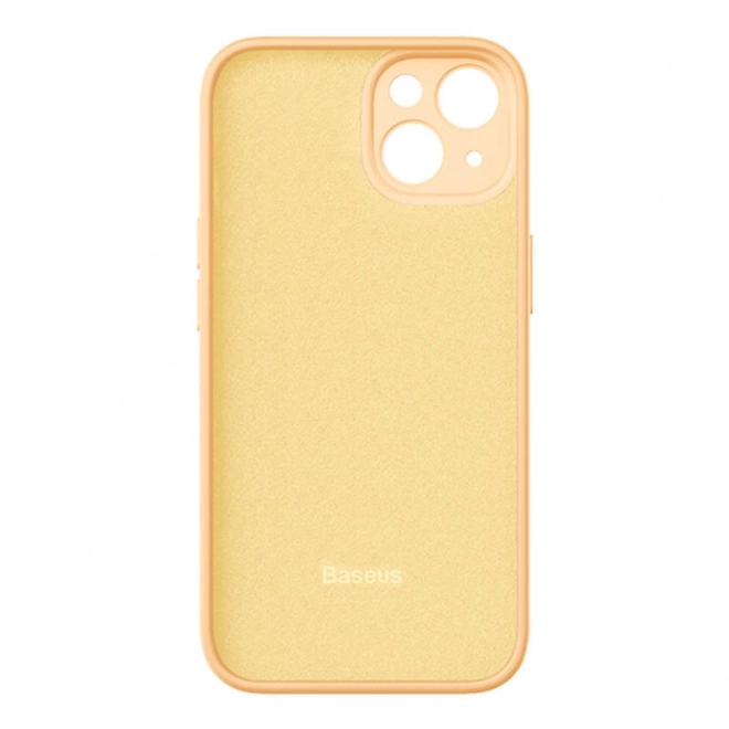 Baseus Gel Tekočina Silicijeva Ovoj za iPhone 14 rumena s kaljenim steklom in čistilnim setom – 14 Plus