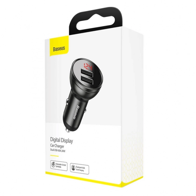 Polnilec za avto Baseus z zaslonom 2x USB