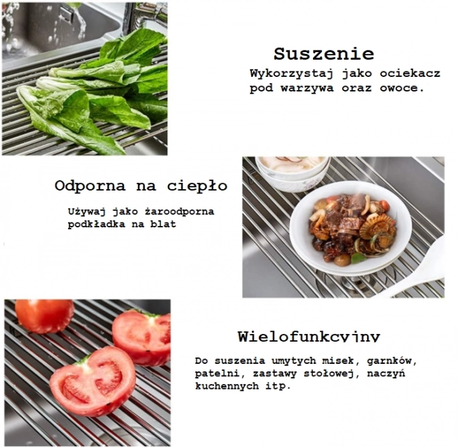 Zložljiva odcejalna deska za posodo in zelenjavo / Sušilnik za posodo / Zložljiva podloga - siva