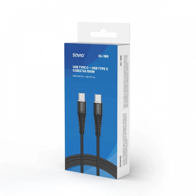 USB-C kabel Savio 5A 2m