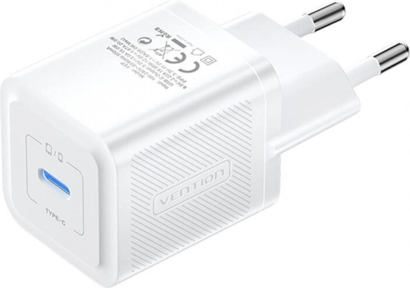 Omrežni polnilec Vention USB‑C 20 W GaN (bel)