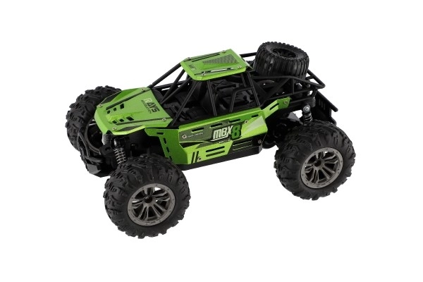 Auto RC buggy terensko zeleno 22cm plast 2,4GHz na baterije + polnilni paket v škatli 32x16x18cm
