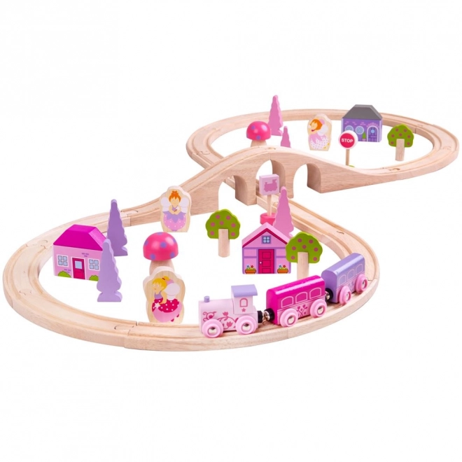 Bigjigs Rail Lesena vlakovna proga za princese 35 delov