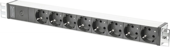 Napajalna letva PDU 19" rack, 8x schuko vtičnica, 2,0 m, 1x C14 konektor, 10 A, aluminijasta