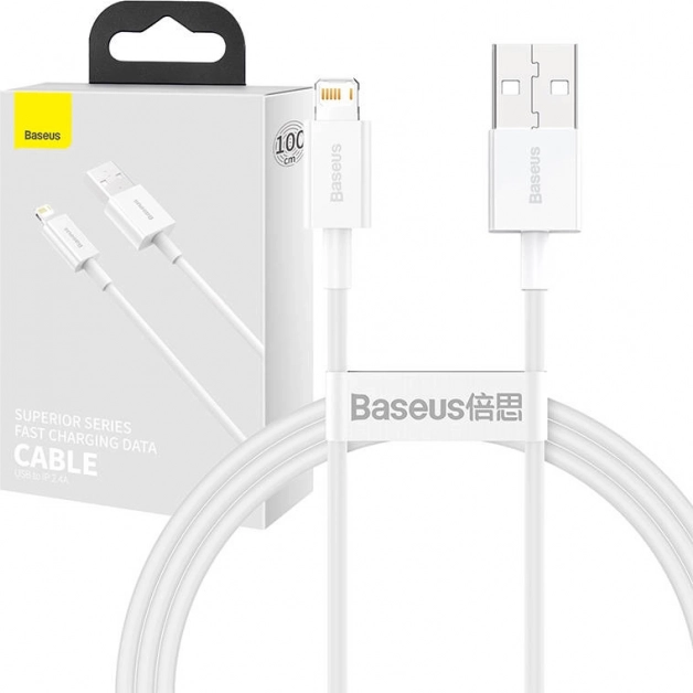 Baseus Superior USB-A na Lightning kabel 1 m, hitro polnjenje 2,4 A (bel)