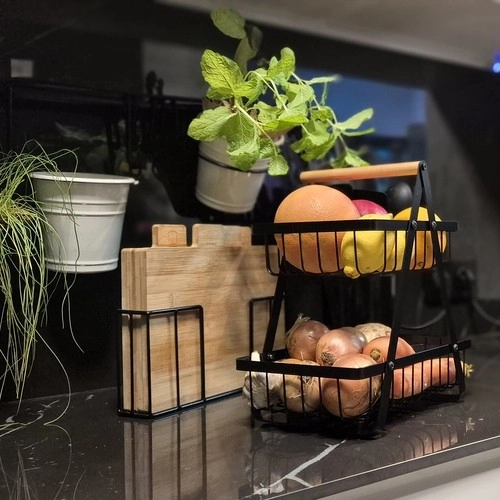 Dvonivojska košara za sadje in zelenjavo v loft slogu