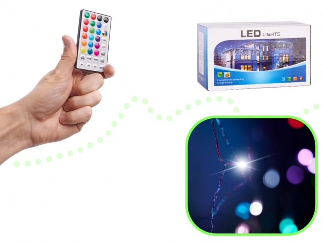 LED barvna zavesa z lanternami - 3m, 200 LED