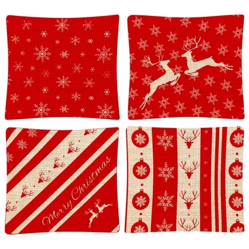Dekorativni božični prevleki za vzglavnike 40x40 cm - set 4 kosov