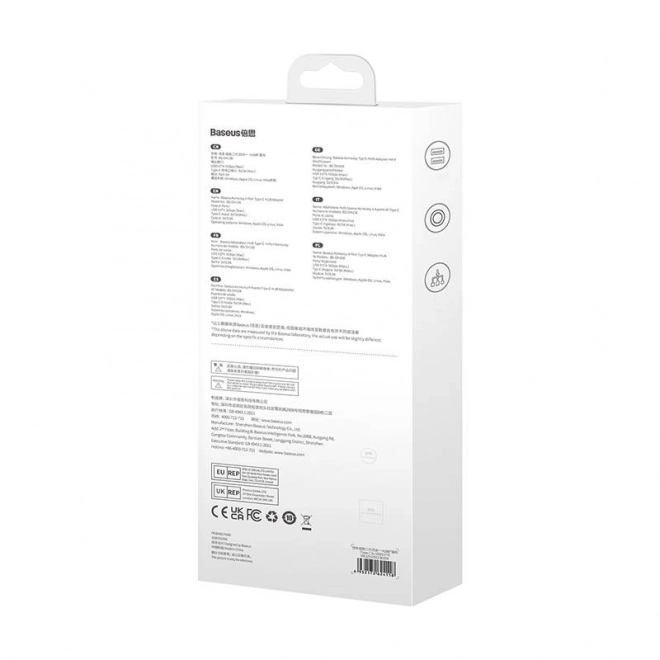 Baseus Hub USB-C na 4x USB 3.0 temno siva