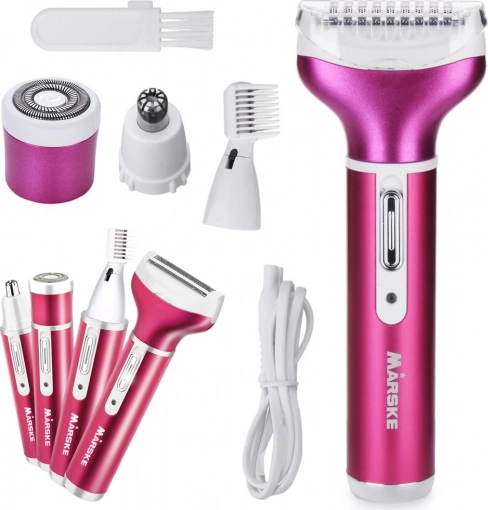 Ženski epilator in brivnik 4v1 z zamenljivimi glavami – Rožnata