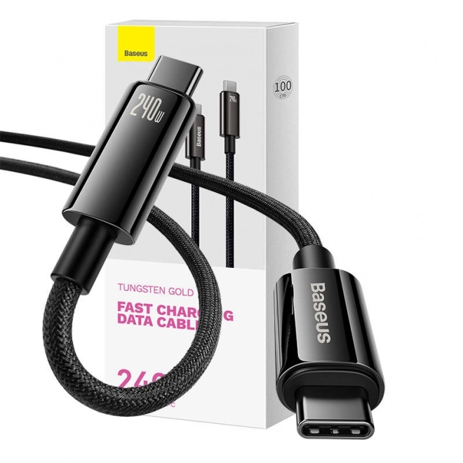 Kabel USB-C na USB-C Baseus Tungsten Gold 240W 1 m (črn)