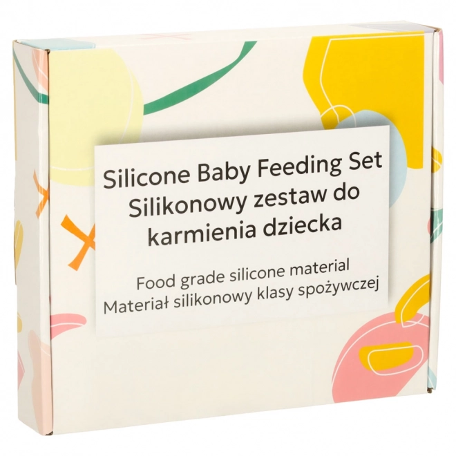 Svetlo modra silikonska posoda Medvedek - 4 deli
