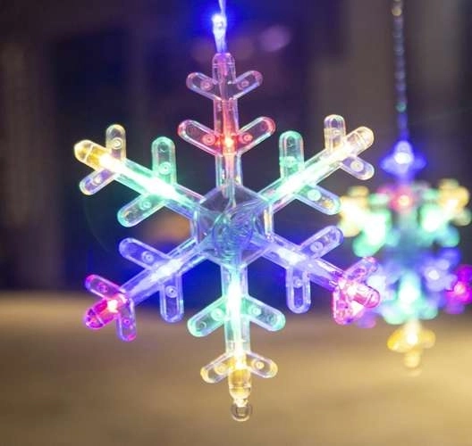 LED barvniško zaves s snežinkami in zvezdicami - 5 m, 138 LED