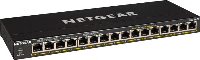Nekrmilno stikalo Netgear GS316PP, 16‑portno PoE+