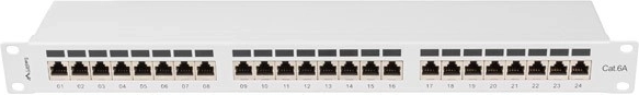 Patch panel 24 vrat Cat 6A 1U siv