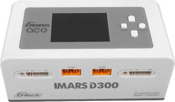 Dvojni inteligentni polnilnik Gens Ace iMARS D300 AC/DC 300 W za RC baterije