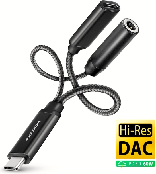 Zunanja zvočna kartica USB‑C DAC 32-bit 3,5 mm jack s Power Delivery 60 W