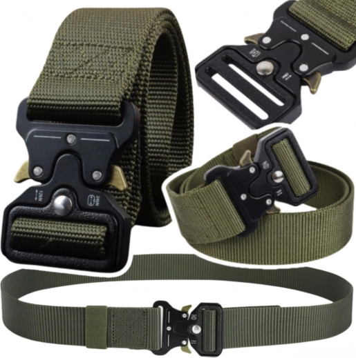 Taktični najlonski pas z hitro-spono 120 × 3,8 cm – zelen