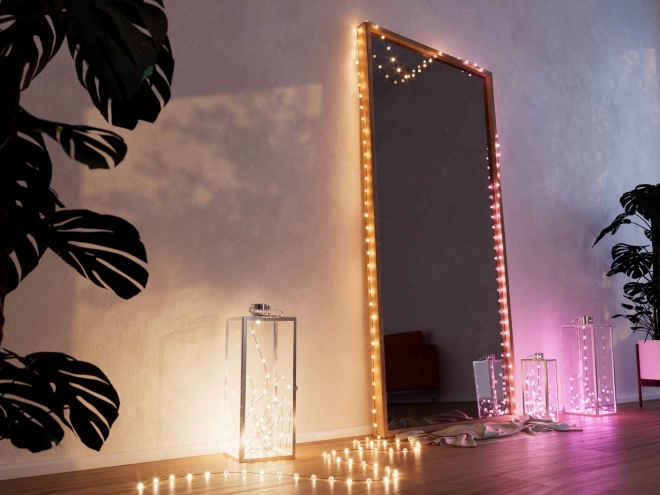 Veriga pametnih dekorativnih lučk USB-C (Bonboni) 100 LED RGB, svečke, zeleni kabel, 6 m